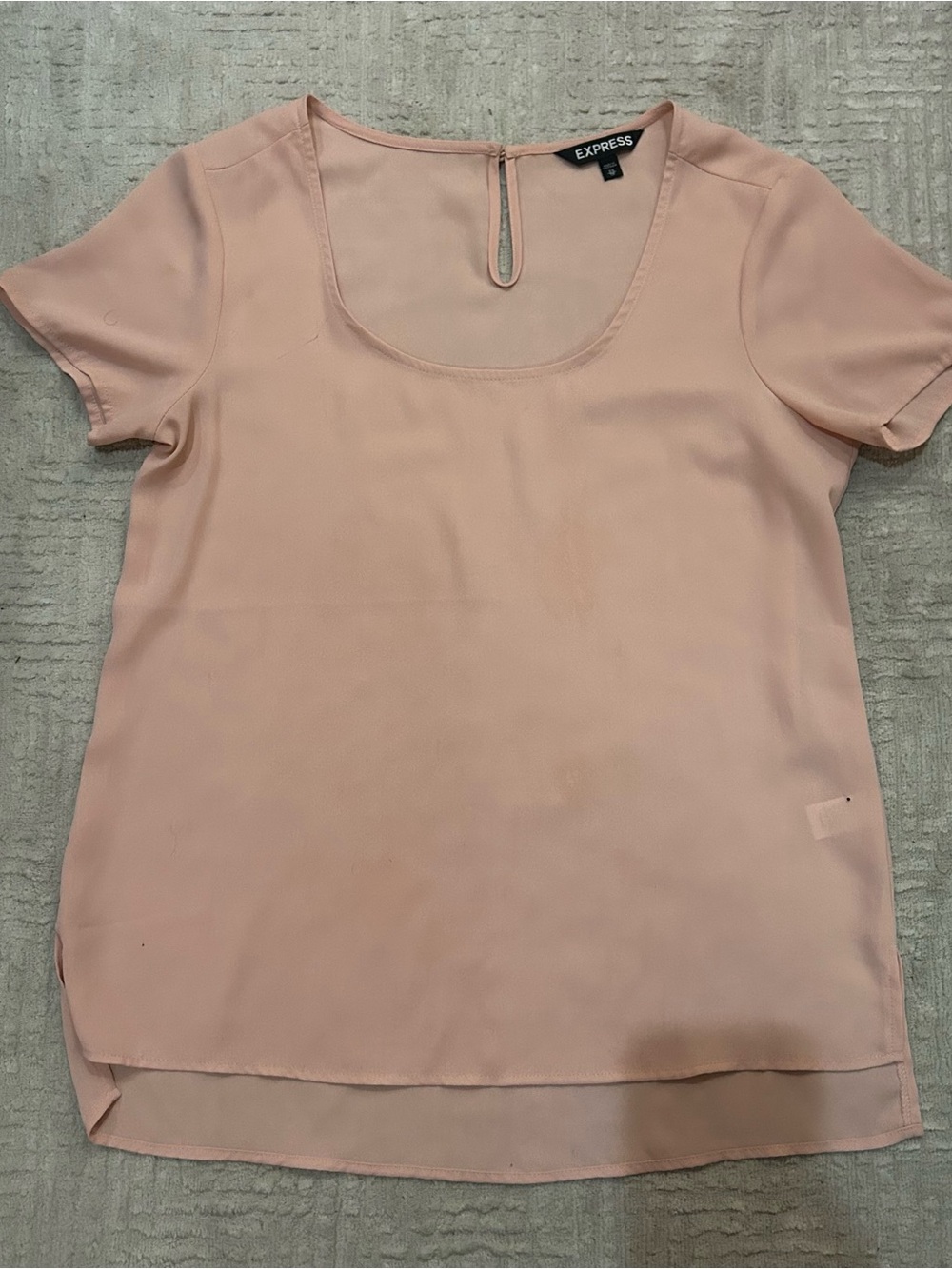 Express Women's Soft Peach Scoop Neck Short Sleeve Blouse